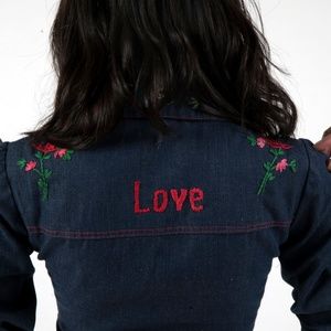 Vintage Embroidered Boho Denim Blouse